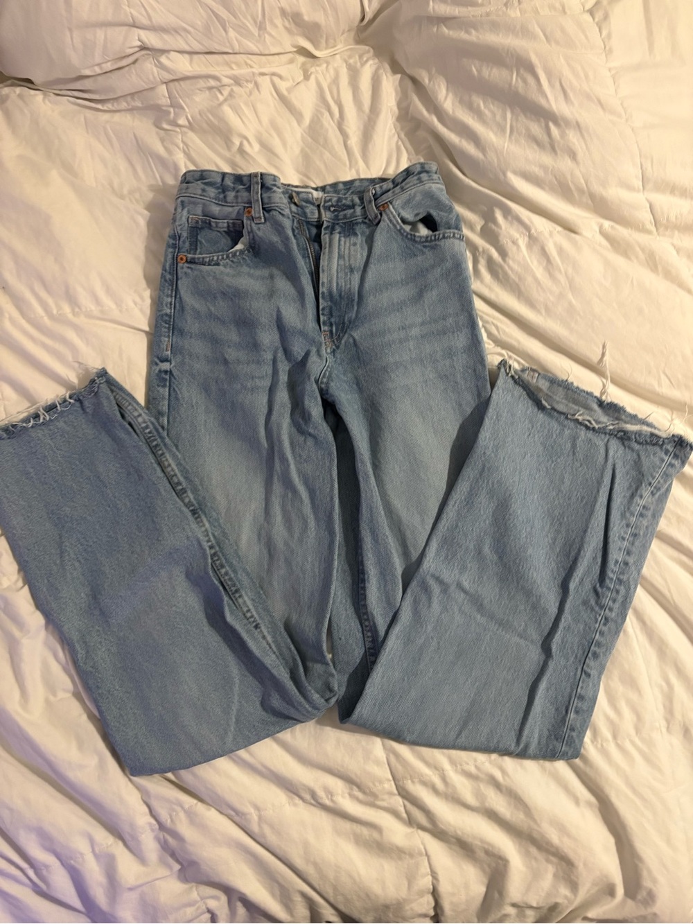 Zara Light Blue Wide Leg Jeans